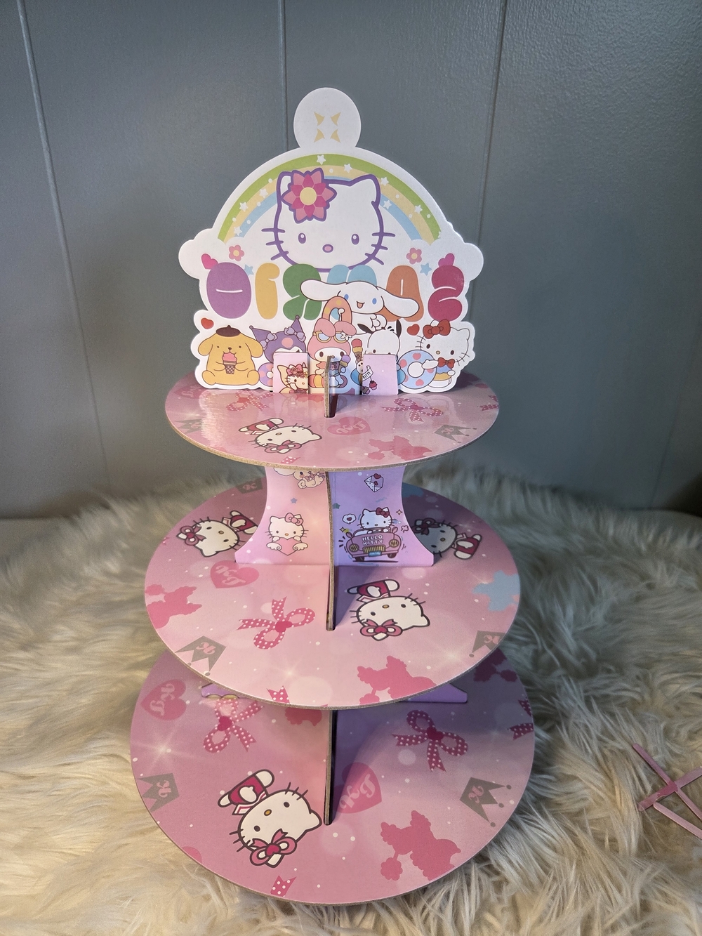 Hello Kitty 3-Tier Cardboard Cupcake/Dessert Stand (Assembly Required)